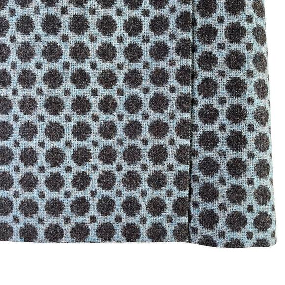 Boden 100% Wool British Tweed Faux Wrap Mini Skirt Polka Dot Blue Black, Size 6 - Picture 4 of 9